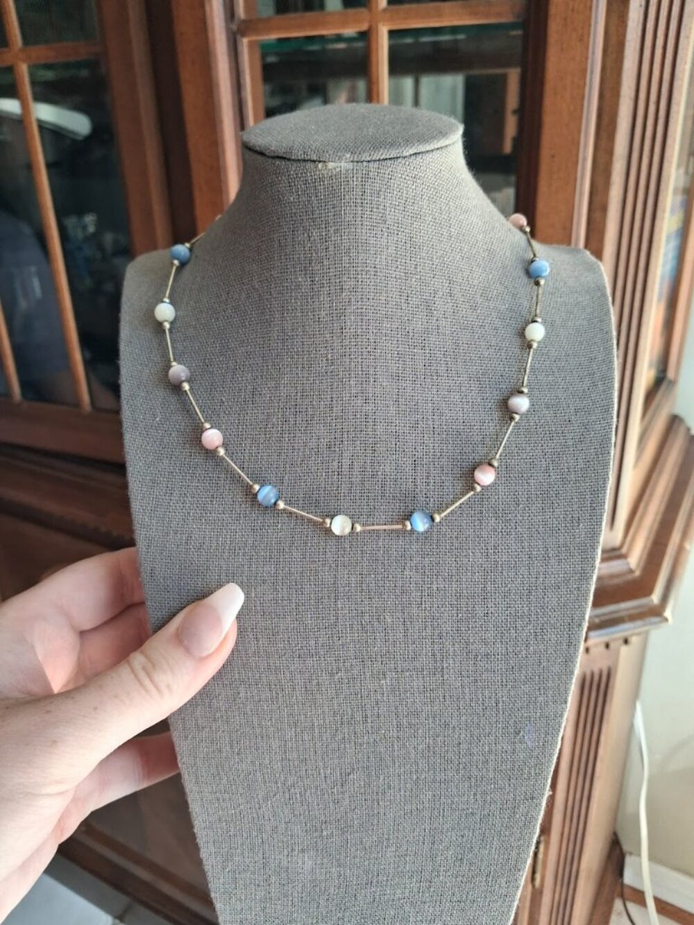 14 inch Sterling silver beaded necklace